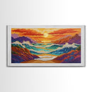Coastal Sunset, Crashing, Waves, Canvas Print bold seascape painting Living Room Wall Art tropical ocean wall decor beach house style