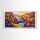 Desert Coast, Flowers, Path, Canvas Print, vibrant canyon seascape, southwest home decor, hallway wall art, colorful desert painting