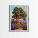 Tree Landscape, Nature, Autumn, Framed Canvas Print twisted pine tree painting, desert sunset landscape, nature wall decor, rustic boho art