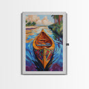 Boat Jungle, Paddle, Colorful Canvas Print, Adventure Nursery Wall Art, Tropical Nature Decor, Bright Travel Inspired Painting