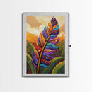 Tropical Feather, Sunset, Boho, Framed Canvas Print, Tropical Feather Wall Art, Sunset Jungle Decor, Boho Botanical Artwork, Bedroom Accent
