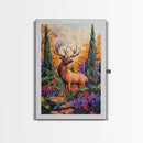 Elk Forest, Autumn, Majestic Wildlife Wall Art, Woodland Cabin Decor, Fall Season Rustic Accent, Framed Canvas Print