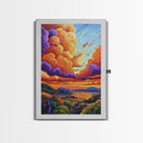 Sunset Sky, Coastal View, Vibrant Nature, Canvas Print, Landscape wall art, boho art, colorful sky painting, Living Room Wall Art