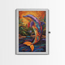 Dolphin Colorful Ocean Art, Framed Canvas Print, Tropical beach art, boho animal painting, coastal nursery wall art, vivid decor