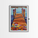 Painted Dock Scene, Vibrant Water Art, Lake House Decor, Canvas Print, Boho Coastal Wall Art, Summer Vibes, Nature Inspired