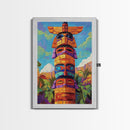 Totem Pole Painting, Tribal Inspired Decor, Canvas Print, Vibrant Wall Art, Boho Art Style, Entryway Statement Art, Unique Cultural Art