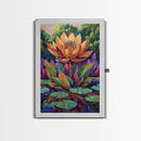 Large Lotus Flower, Tranquil Nature Art, Peaceful Botanical Scene, Framed Canvas Print, Boho Bathroom Wall Art, Zen Decor