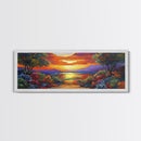 Tropical Sunset, Coastal Trees, Vibrant Horizon, Colorful Evening, Canvas Print, tropical paradise wall art, sunset lover gift