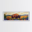 Bison Meadow, Wildflowers, Prairie Soul, Framed Canvas Print, Fall Wall Art, Western Decor, Rustic Living Room Art, Nature Art