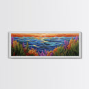 Ocean Horizon, Sunset Sea, Flower Garden, Nature Escape, Canvas Print, Beach House Decor, Tropical Seascape Wall Art