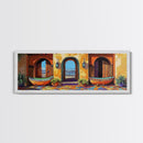 Spanish Courtyard, Bright Doorway, Coastal Decor, Southwest Art, Canvas Print, kitchen wall art, rustic boho art, vibrant home design