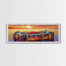 Sunset Raft, Ocean Stillness, Island Mood, Coastal Glow, Canvas Print, bathroom wall art, tropical nautical art, warm beach colors