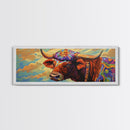 Floral Highland Cow, Western Wall Art, Rustic Charm, Canvas Print, Farmhouse Decor, Living Room Wall Art, Country Animal Art