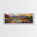 Desert River Colors, Southwest Landscape, Mountain Sunset, Framed Canvas Print, Living Room Wall Art, Earthy Tones, Fall Boho Decor