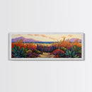Beach Fence, Sunset Shore, Autumn Grass, Serene Dunes, Framed Canvas Print, Boho Coastal Art, Bedroom Tranquil Wall Decor