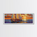 Sunset Sailboat Dream, Vibrant Ocean Painting, Nautical Coastal Wall Art, Canvas Print, Beach House Decor, Living Room Statement Piece