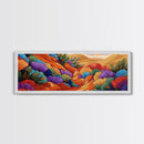 Colorful Desert Blooms, Vibrant Landscape, Boho Floral Style, Framed Canvas Print, Bedroom Wall Art, Modern Southwestern Painting