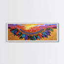 Feather Horizon, Sunset Sky, Southwest Landscape, Canvas Print, Boho Bedroom Wall Art, Eclectic Home Decor, Nature Inspired Art