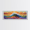 Vibrant Ocean Wave, Coastal Wall Art, Bold Sunset Seascape, Framed Canvas Print, Colorful Beach Decor, Nautical Bathroom Art