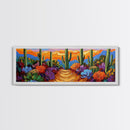 Cactus Garden Sunset, Desert Wall Art, Succulent Landscape, Framed Canvas Print, Boho Living Room Decor, Vibrant Western Style