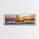 Sunset Sailboat, Coastal Art, Colorful Nautical Scene, Framed Canvas Print, Office Wall Decor, Sailing Gift, Ocean Wall Art