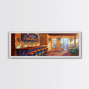 Rustic Cantina Interior, Mexican Bar Scene, Warm Home Decor, Framed Canvas Print, Dining Room Art, Cozy Southwestern Style