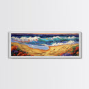 Coastal Wave Art, Beach Shore, Ocean Spray, Sunset Sea Framed Canvas Print, Living Room Wall Art, Modern Tropical Decor