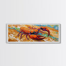 Lobster Beach Art, Ocean Colors, Bold Seafood, Seaside Fun Framed Canvas Print, Kitchen Wall Art, Nautical Beach House Decor