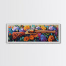 Golden Revolver Art, Floral Gun Painting, Western Floral Wall, Cowboy Chic Style, Framed Canvas Print, Man Cave Southwestern Decor