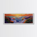 Sunset Coast, Vibrant Waters, Ocean Rocks, Canvas Print, Dreamy Beach Wall Art, Bright Living Room Decor, Boho Seascape Scene