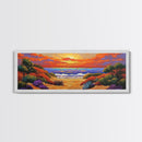 Autumn Sunset Path, Beach Trail Art, Vibrant Landscape, Framed Canvas Print, Fall Home Decor, Coastal Living Room Wall Art, Boho Art