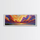 Sunset Cloudscape, Vibrant Sky Painting, Dramatic Evening Art, Framed Canvas Print, Moody Landscape Wall Art, Autumn Bedroom Decor