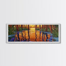 Sunset Reflection, Tranquil Forest, Swamp Scene, Cypress Trees, Framed Canvas Print, Autumn Wall Art, Rustic Decor, Nature Art