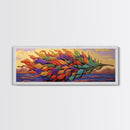 Rainbow Leaf, Nature Abstract, Coastal Breeze, Vibrant Palette, Framed Canvas Print, boho beach decor, colorful fall wall art, living room accent