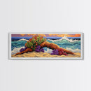 Driftwood Coast, Colorful Ocean, Beach Nature, Framed Canvas Print, Coastal Wall Art, Tropical Living Room Decor, Surreal Seascape Art