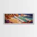 Ocean Waves Beach, Colorful Surf Art, Coastal Landscape, Seaside View, Canvas Print, Bathroom Wall Art, Nautical Theme, Vibrant Art