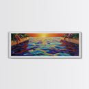 Sunset Infinity Pool, Tropical Water Reflection, Vibrant Resort View, Canvas Print, Bathroom Wall Art, Dreamy Landscape, Modern Art