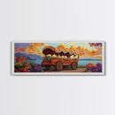 Flower Wagon, Sunset Trail, Wildflower Garden, Rustic Charm, Framed Canvas Print, Autumn Wall Art, Living Room Decor, Country Farmhouse Art