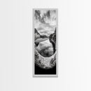 Black and White River, Forest Nature Scene, Reflection Wall Art, Framed Canvas Print, Neutral Landscape, Minimalist Bedroom Decor