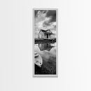 Weathered House, Abandoned Shack, Reflection Lake, Framed Canvas Print, Rustic cabin wall art, Fall entryway decor, Moody farmhouse aesthetic