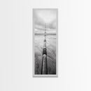 Pipeline Perspective, Industrial Seascape, Grunge Aesthetic, Framed Canvas Print, Coastal industrial art, Minimalist hallway decor, Monochrome print
