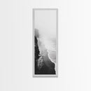 Foggy Cliffs, Ocean Shoreline, Monochrome Beach, Canvas Print, Black and white beach art, Coastal minimalist hallway decor, Modern seascape gift