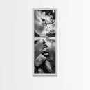 Mountain Stream, Stone Path, Black and White Nature, Scenic Landscape, Framed Canvas Print, Modern Cabin or Rustic Wall Decor, Office Art