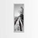 Walkway Shadows, Coastal Path, Minimalist Silhouette, Black and White Art, Framed Canvas Print, Hallway Decor, Calm Modern Wall Art