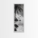 Island View, Palm Shoreline, Tropical Escape, Framed Canvas Print, Beach House Wall Art, Coastal Summer Decor, Zen Ocean Aesthetic