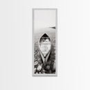 Rowboat Stillness, Peaceful Waters, Lake Canoe, Canvas Print, Entryway Wall Art, Minimalist Home Decor, Black and White Photography
