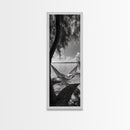 Hammock Dreams, Coastal Rest, Lakeside Retreat, Chill Vibes, Framed Canvas Print, Boho Wall Art, Serene Bedroom Art, Relaxation Inspired Decor