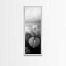 Minimalist Lotus, Zen Flower, Misty Pond, Tranquil Nature, Monochrome Botanical Framed Canvas Print, Bedroom Meditation Wall Decor
