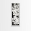 Ocean Sunset Foam, Coastal Waves Print, Seascape Minimalist, Fall Bathroom Decor, Canvas Print, Black White Beach Photography