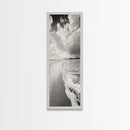 Beach Horizon, Ocean Calm, Foamy Shore, Black White Coastal Art, Canvas Print, Bathroom Decor, Peaceful Coastal Minimalist Style